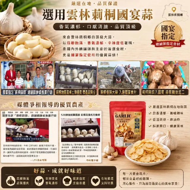 【王媽媽推薦】雲林莿桐國宴黃金蒜片8包組(35g/包)