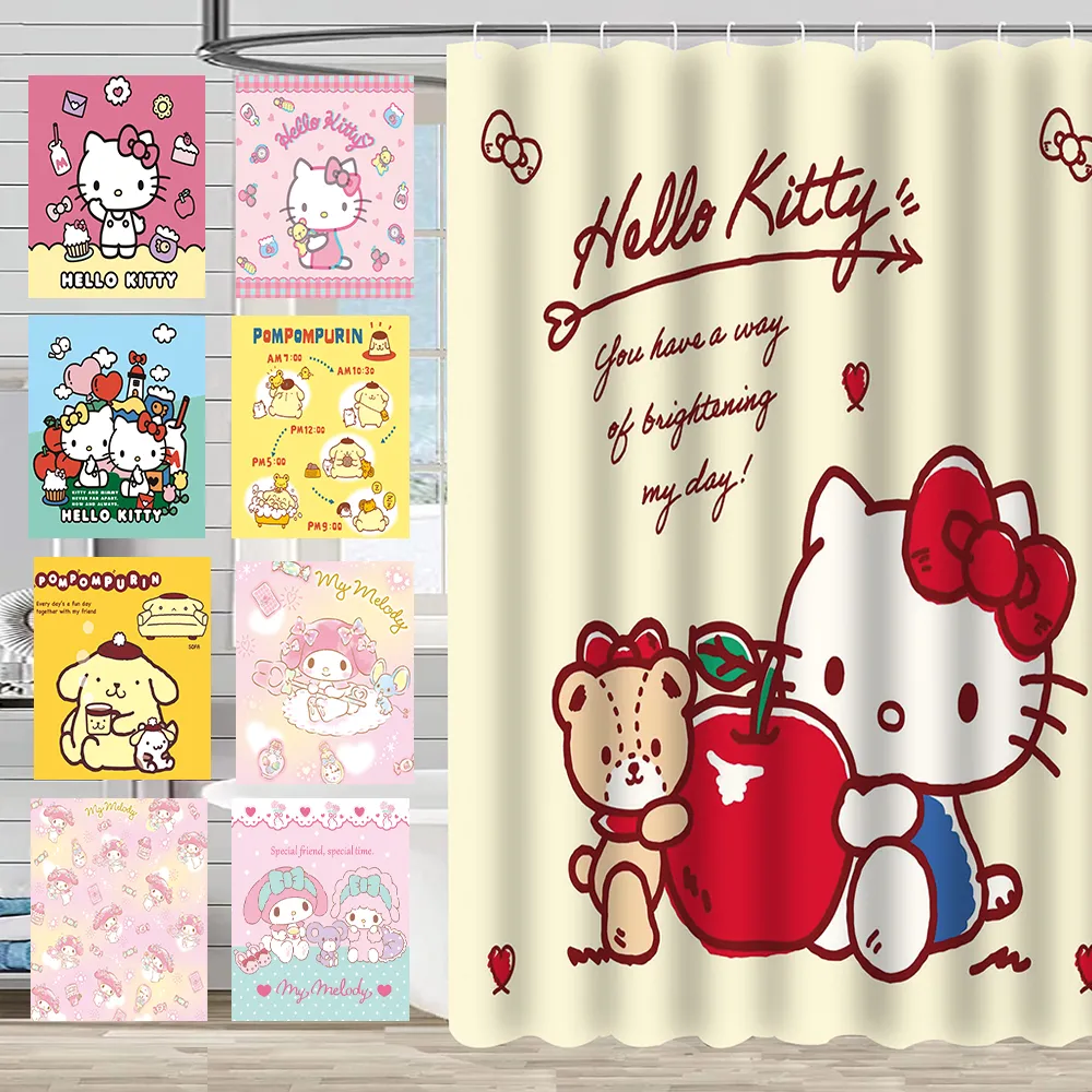 【三房兩廳】日本三麗鷗防水加厚浴簾/正版授權(hello kitty/美樂蒂/布丁狗/凱蒂貓)