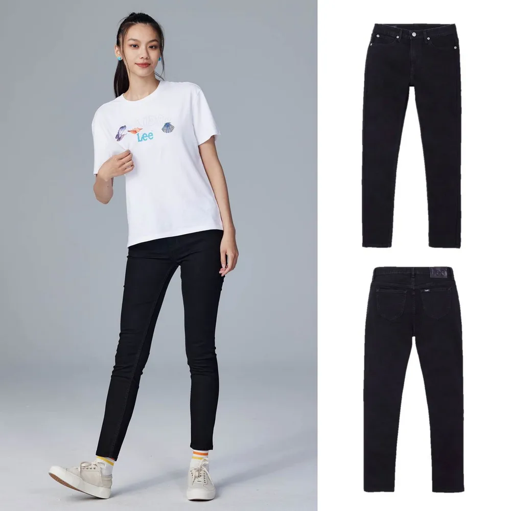【Lee】出清品-女裝 牛仔褲 / 433 高腰修身窄管 黑色洗水(LL220331ATQ)