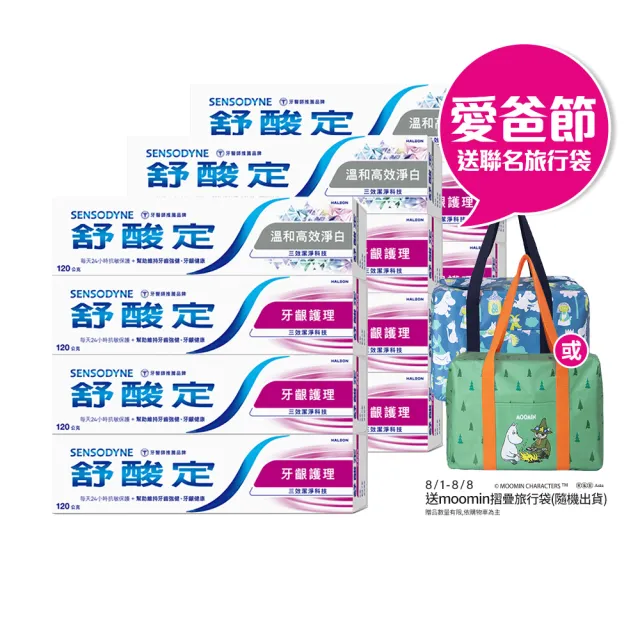 【SENSODYNE 舒酸定】日常防護 長效抗敏牙膏 超值12入(牙齦護理120gX9入+溫和高效淨白120gX3入)