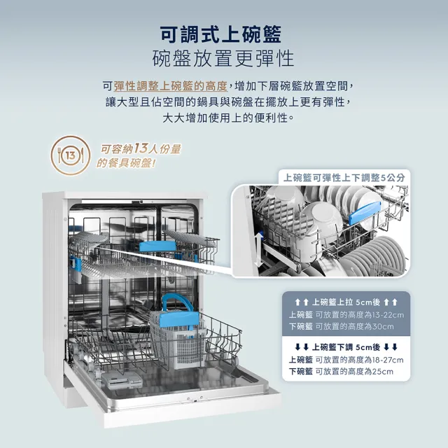 【Electrolux 伊萊克斯】60cm 13人份 300系列自動開門獨立式洗碗機(EFF3360VWB)