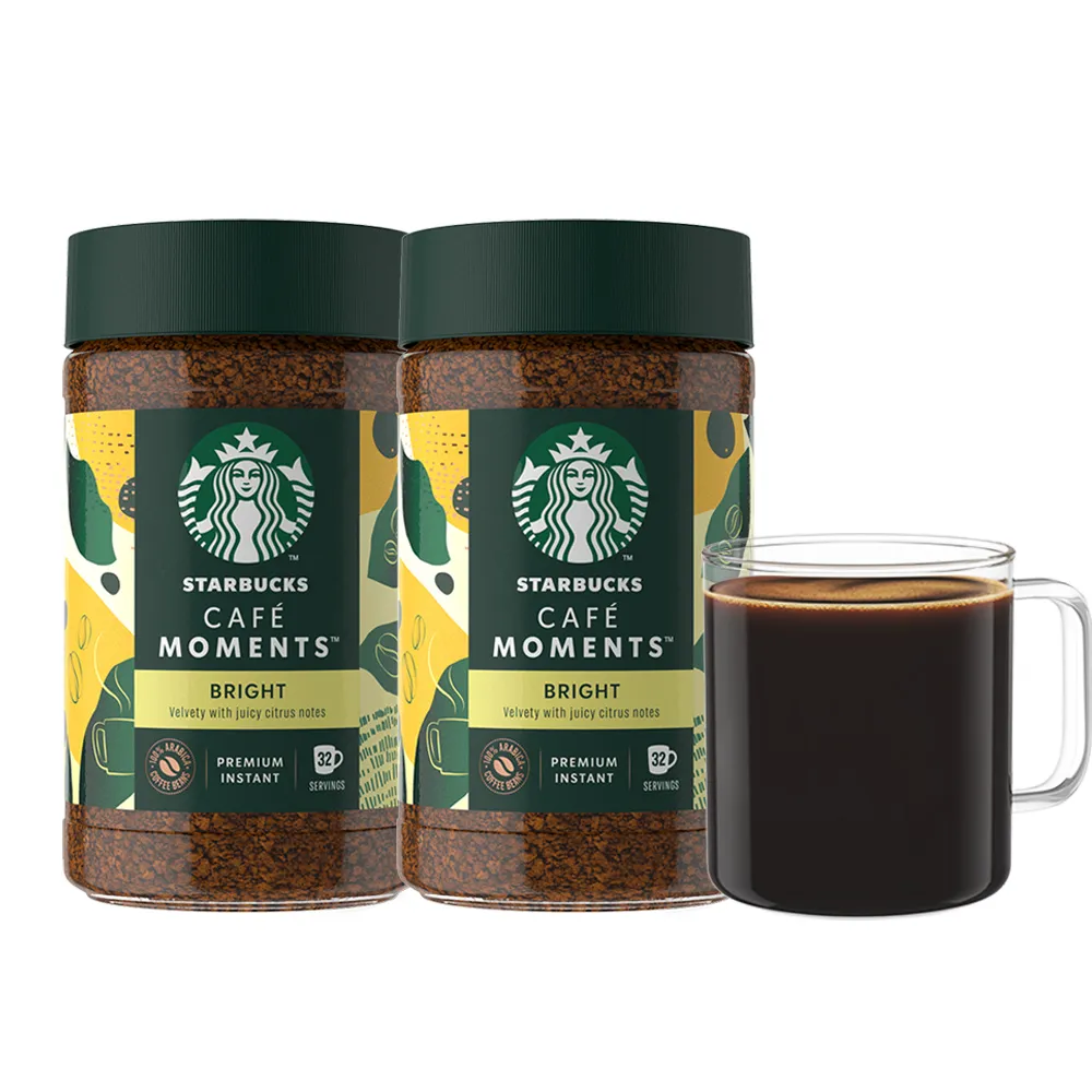 【STARBUCKS 星巴克】CAFE MOMENTS 星時刻特選即溶咖啡-明亮/輕柔兩罐組(夏季冰咖啡)
