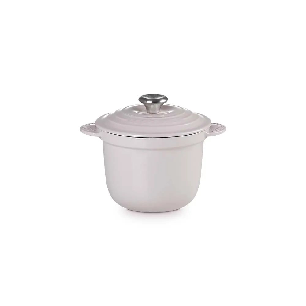 【Le Creuset】萬用窈窕鑄鐵鍋 18(柔粉紫-鋼頭-內鍋黑)