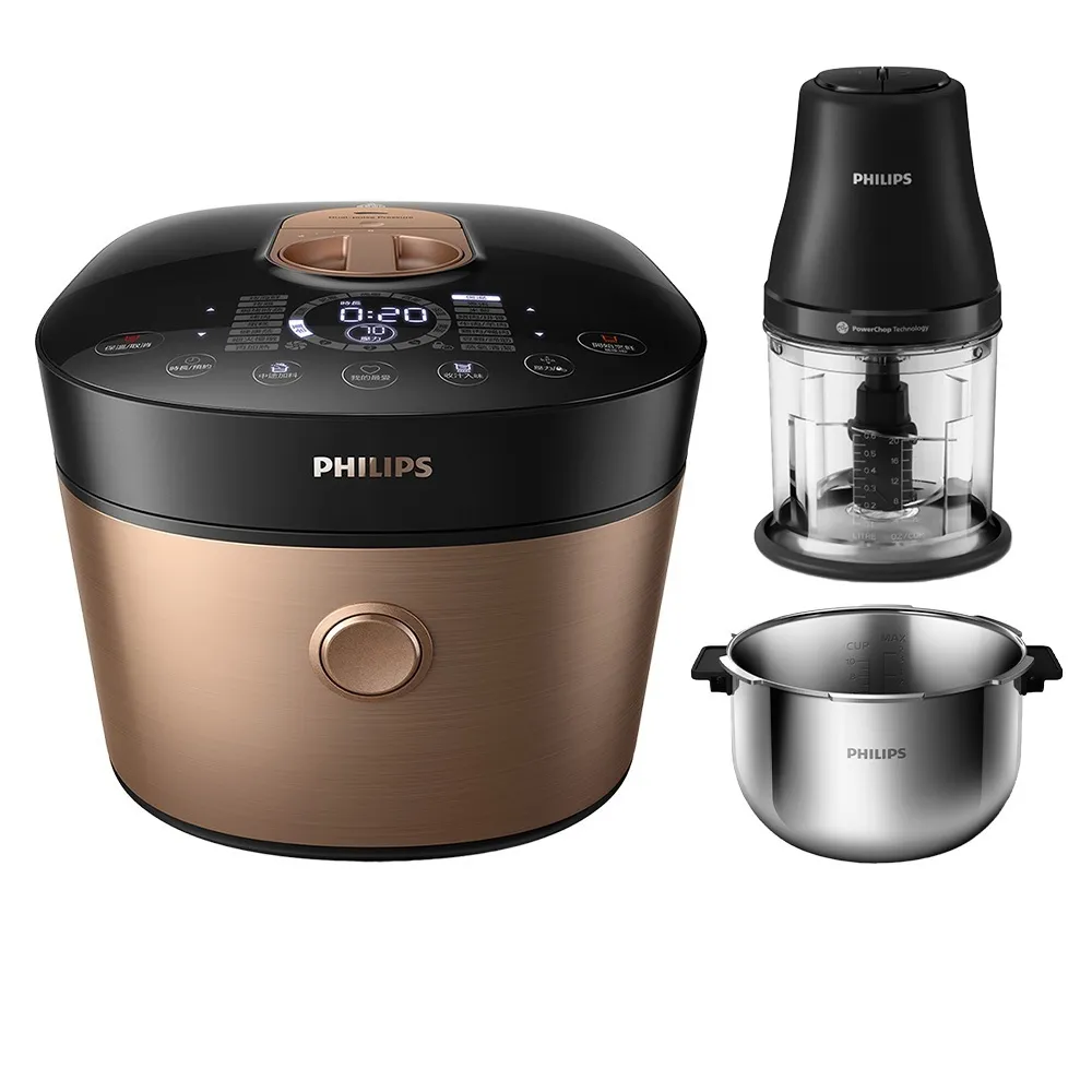 【Philips 飛利浦】送小廚神料理機_雙重脈衝智慧萬用鍋/壓力鍋_HD2195_金小萬