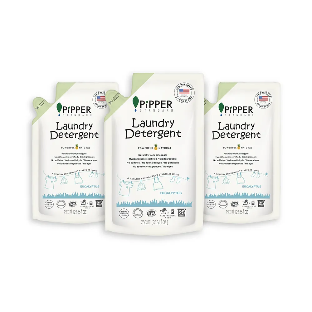 【PiPPER STANDARD 沛柏】沛柏鳳梨酵素洗衣精補充包 750mlx3(檸檬草/尤加利)