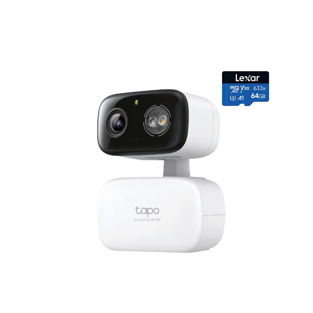 64G記憶卡組【TP-Link】2K 300萬畫素 WiFi無線旋轉網路攝影機/監視器 室內外 IP CAM(Tapo C216)