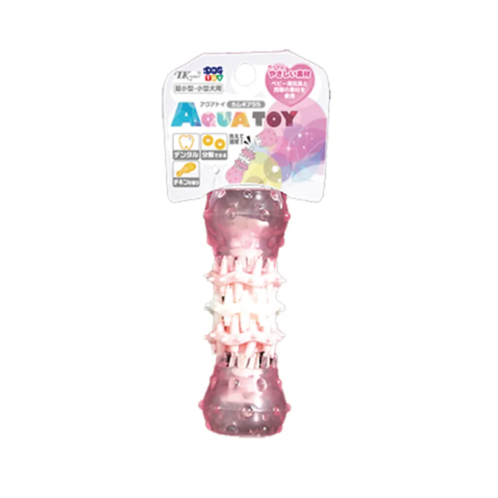 【EARTH PET 日本寵物星球】水叮噹互動狗玩具-雞肉熱狗轉輪粉色SS(啾啾訓練狗玩具/潔牙玩具/可拆解)
