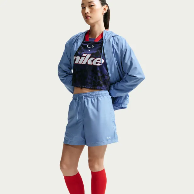 【NIKE 耐吉】短褲 女 運動褲 AS W NSW MR ESSNTL WVN SHORT 藍 FV7558-486