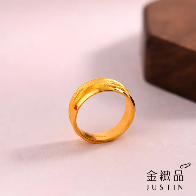 【金緻品】黃金男戒指 流線脈絡 2.63錢 寬版 純金男戒子 男生戒指 鑽沙