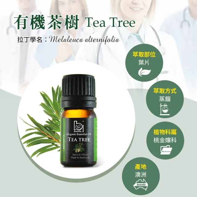 【Bonnie House 植享家】雙有機認證精油超值組(尤加利精油5ml*2+茶樹精油5ml*2)