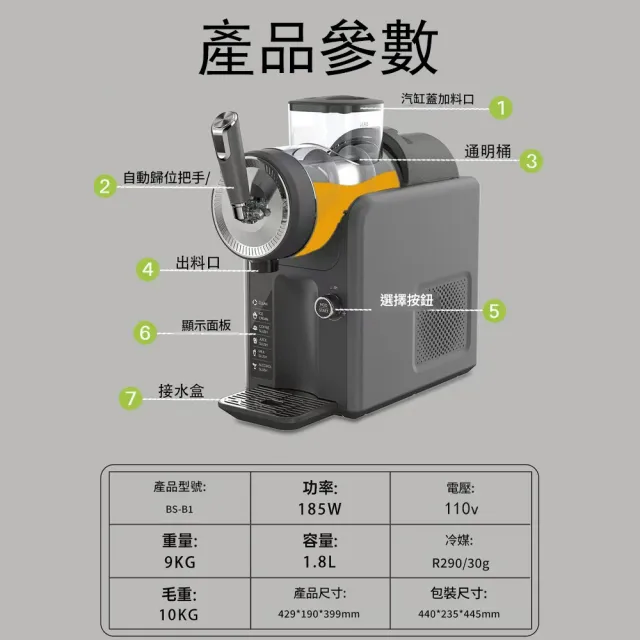 【Felsted 菲仕德】多功能自動清洗雪融機 1.8L(小型冷飲冰淇淋機 冰淇淋機 雪泥機 冰沙機)