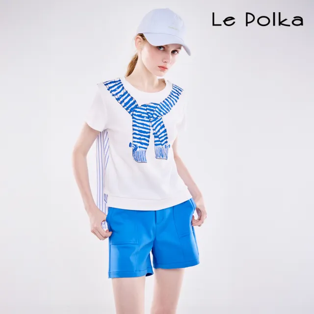 【Le Polka】寶藍俐落休閒短褲-女
