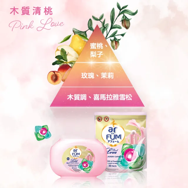 【arFUM 紡優美】官方直營 5合1 洗衣香氛膠囊/洗衣球 補充裝 30顆(木質清桃)