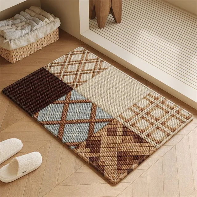新川-復古編織浴室地墊50*80cm 吸水衛生間門口腳踏墊 耐髒防滑地墊 地墊