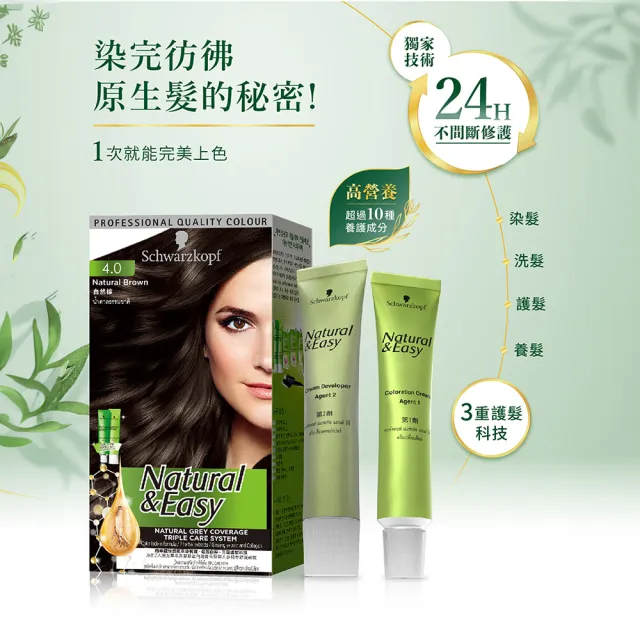 【Schwarzkopf 施華蔻】怡然植萃蓋白染髮霜 3入組(經典黑棕/自然棕/優雅亮棕)