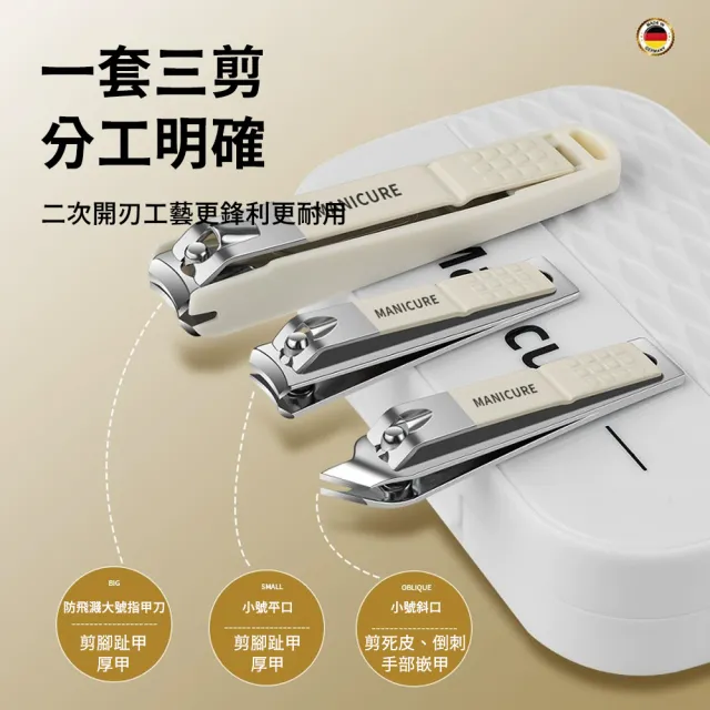 【SUNORO】防飛濺指甲鉗套裝 12入組 多功能防飛濺修甲美甲工具 指甲剪 手足護理(死皮剪/挖耳棒/修眉剪)
