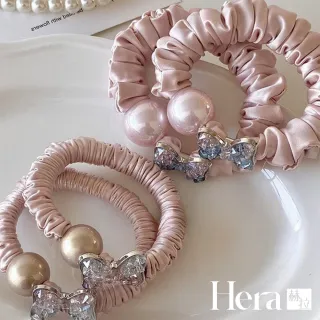 【HERA 赫拉】高級感粉紅滿鑽珍珠髮圈兩入組 H115080303(滿鑽 珍珠 髮圈 兩入組)