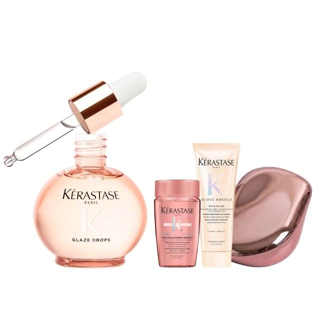 【KERASTASE 巴黎卡詩】釉光香頌玫瑰護髮精油45ml(全新上市/小粉球/柔順/抗躁/蓬彈)