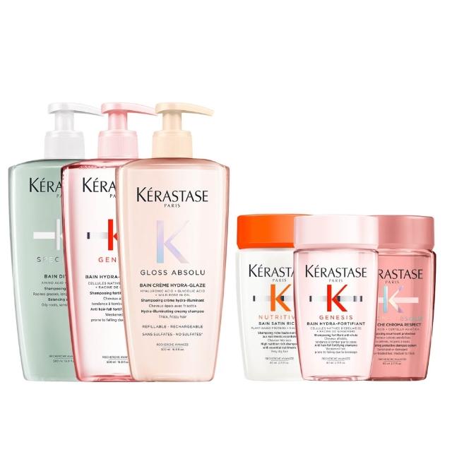 【KERASTASE 巴黎卡詩】500ml大容量髮浴/洗髮精(多款任選/控油/護色/去屑/豐盈/養髮)