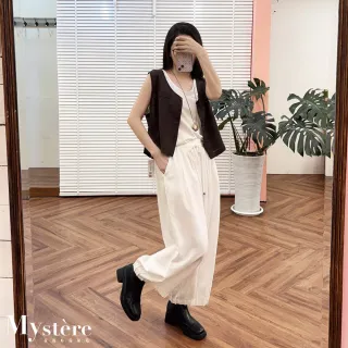 【my stere 我的時尚秘境】棉麻舒適兩件式背心 附掛件 兩色 棉背心 棉麻背心 兩件式背心 休