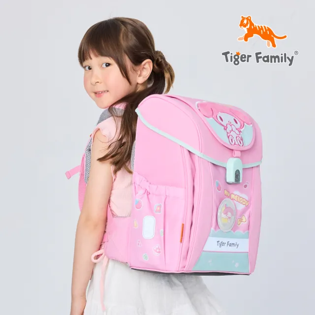 【Tiger Family】學院風超輕量護脊書包-三麗鷗聯名款-酷洛米大耳狗美樂蒂 格子X點心系列(125-150CM適用)