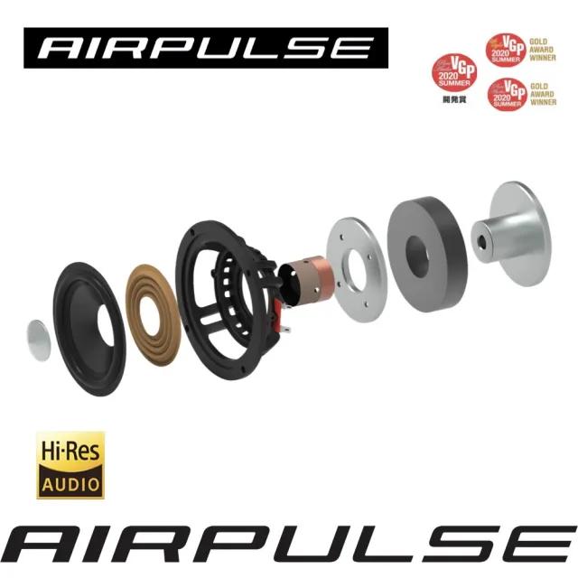 【AIRPULSE】A80 雙聲道主動式音箱(Hi-Res 金牌認證/國際設計師 Phil Jones 操刀設計)