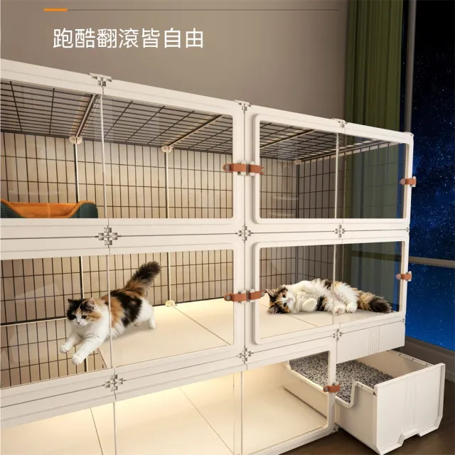 SweetPet甜寵 貓籠子 家用室內超大自由空間帶貓砂盆貓別墅 多層貓櫃 廁所一體貓屋