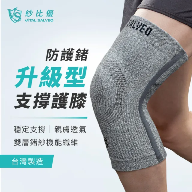 【Vital Salveo 紗比優】2雙組 雙層鍺紗升級護膝 運動護膝 膝蓋護具 護膝套(記憶支條支撐/遠紅外線機能)