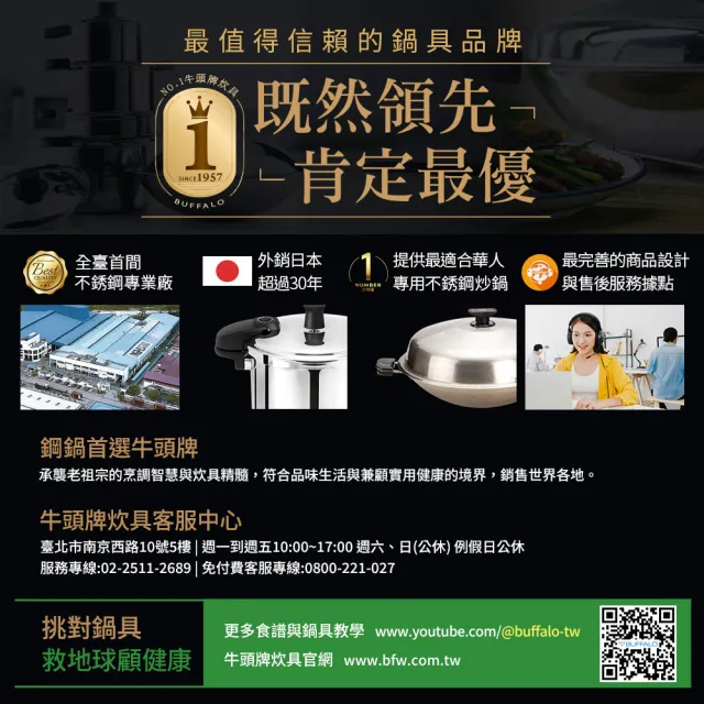 【Buffalo 牛頭牌】牛頭鋼萬用炒鍋30cm (IH.電磁爐亦適用/304不鏽鋼/平底鍋/炒鍋)