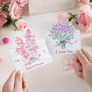 Paper Play 萬用卡片 感謝卡/萬用卡片-繽紛彩色手繪花束造型卡片 賀卡 感謝卡 祝福卡(8款任選)