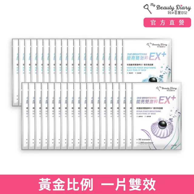 【我的美麗日記】官方直營 雙效保濕修護閃耀面膜37片組x2組(保濕雙激粹19片+修護雙激粹18片)