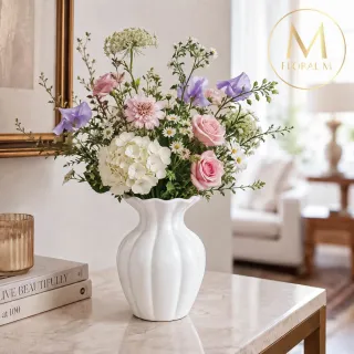 【Floral M】法式古典艾莉絲陶瓷花瓶(花瓶/插花/玻璃瓶/花器/花盆/陶瓷花瓶/桌面擺飾/居家裝飾)