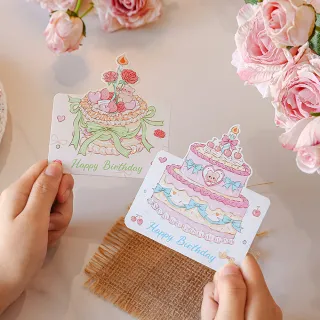 Paper Play 生日卡片 賀卡/生日卡片-可愛卡通彩色奶油蛋糕造型卡片 賀卡 生日卡(6款任選)