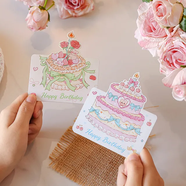 Paper Play 生日卡片 賀卡/生日卡片-可愛卡通彩色奶油蛋糕造型卡片 賀卡 生日卡(6款任選)
