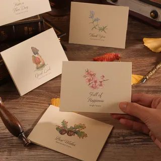 Paper Play 萬用卡片 感謝卡/萬用卡片-復古手繪植物圖樣感謝語卡片 賀卡 感謝卡(6款任選)