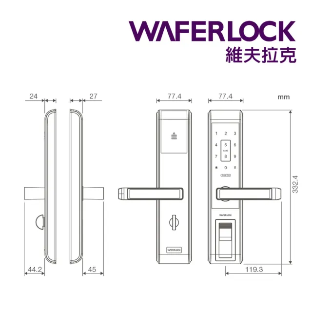 【WAFERLOCK 維夫拉克】L376 三合一智慧電子鎖/電子門鎖(卡片+密碼+鑰匙-含原廠標準安裝)