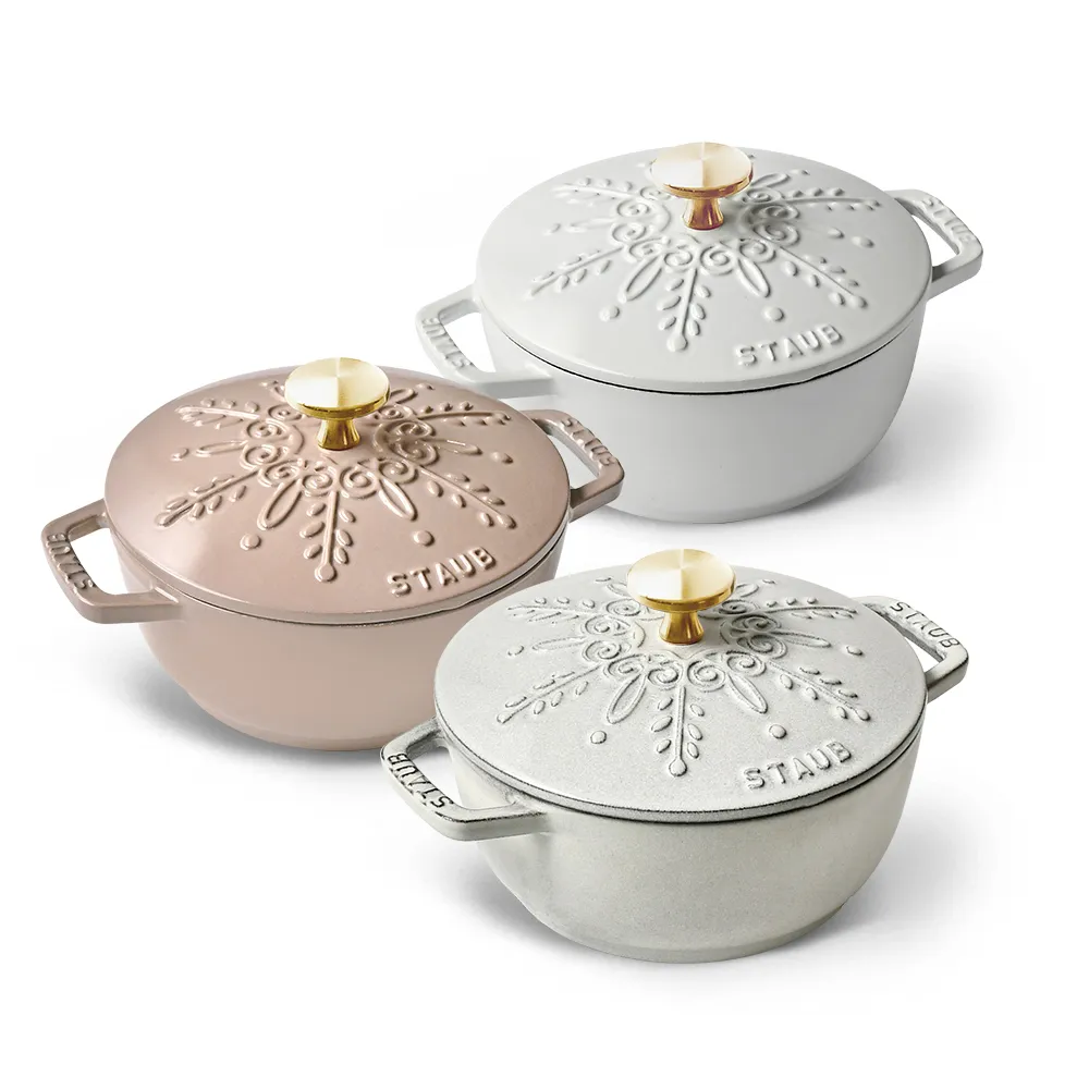 STAUB】雪花雕花琺瑯鑄鐵鍋和食鍋16cm-顏色任選(德國雙人牌集團官方直