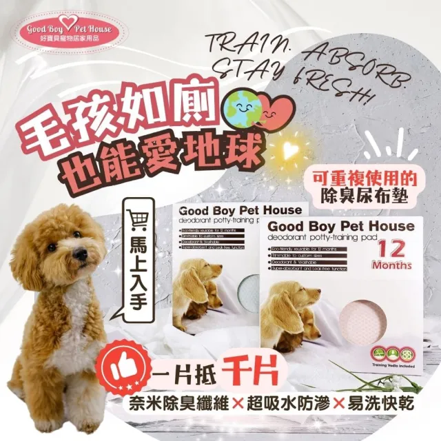 【GBPH 好寶貝】寵物除臭防護尿布墊 M-60x90cm(消臭/防漏/環保/不易回滲/瞬間吸收/定點尿尿)