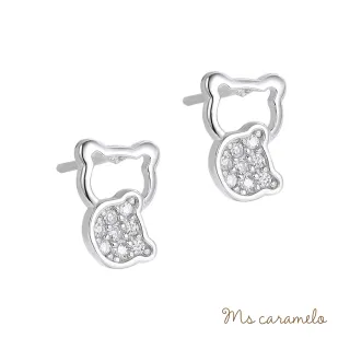 【Ms caramelo 焦糖小姐】925純銀 小熊耳環(鋯石耳環)