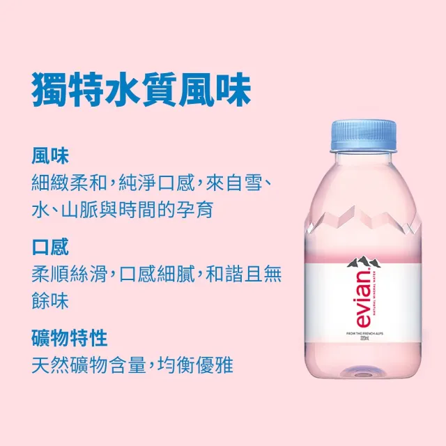 【Evian 依雲】官方直營 日本版 天然礦泉水220mlx24入/箱(寶特瓶)*3