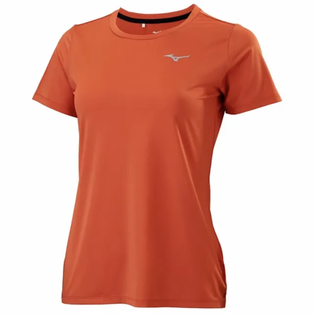 【MIZUNO 美津濃】短袖上衣 女 訓練 慢跑 吸濕排汗 抗UV 太陽橘 J2TAD70156