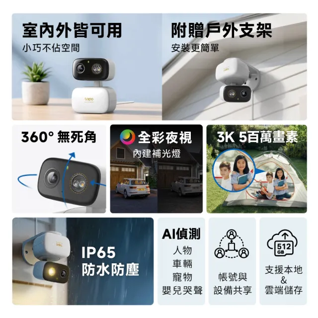 【TP-Link】Tapo C236 3K 500萬畫素 Wi-Fi可旋轉監視器 室內/室外 哭聲偵測 雙向語音 攝影機