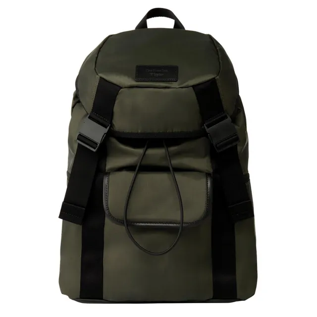 【Onitsuka Tiger】鬼塚虎 官方旗艦店 軍綠色翻蓋扣環後背包(3183B317-200)