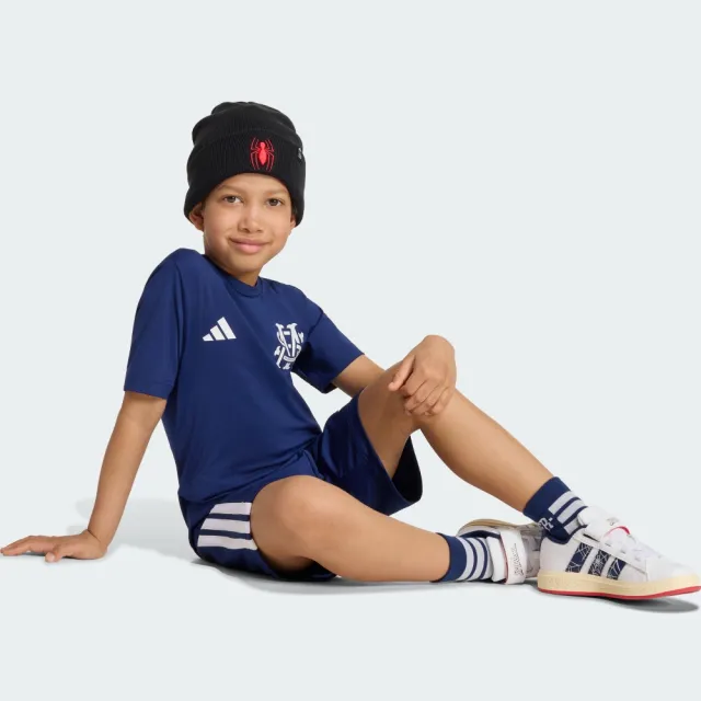 【adidas 愛迪達】蜘蛛人 運動套裝 吸濕排汗 短袖/短褲 童裝 KG6109