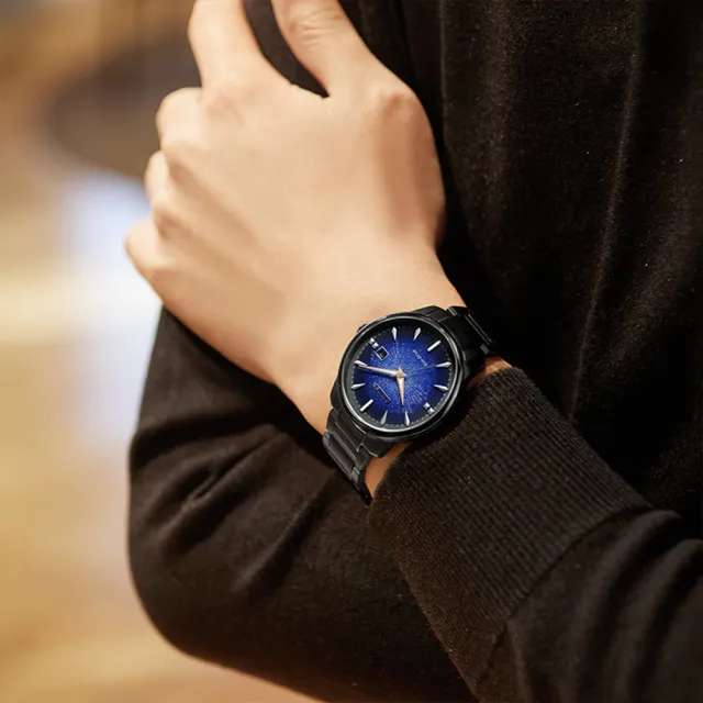 【CITIZEN 星辰】代言人廣告款 光動能銀河宙光限定款對錶-39.2+29.2mm 情人節 送禮(BM7595-89M/EW2595-81M)