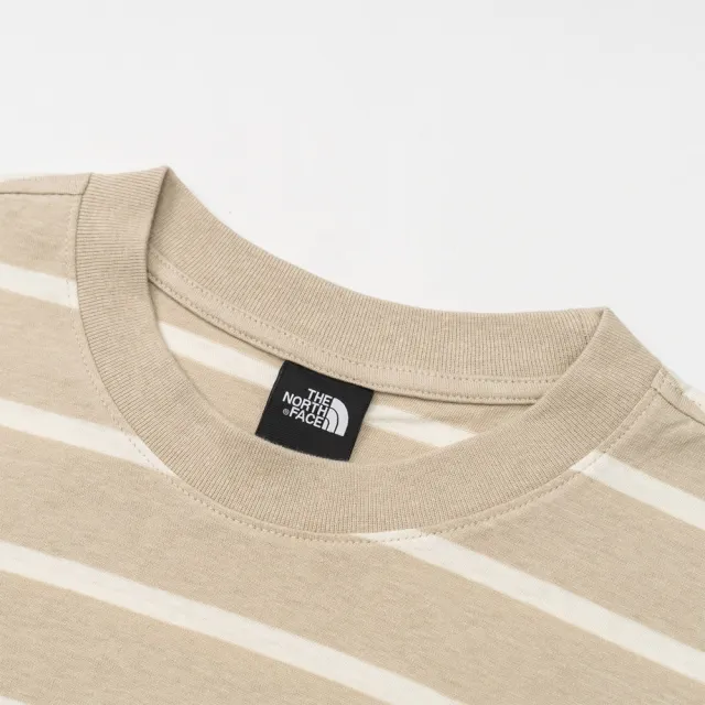 【The North Face】北臉 長袖上衣 女 條紋 寬鬆版型 W VISTA STRIPE LONG SLEEVE TEE 米 NF0A8H7GT1X