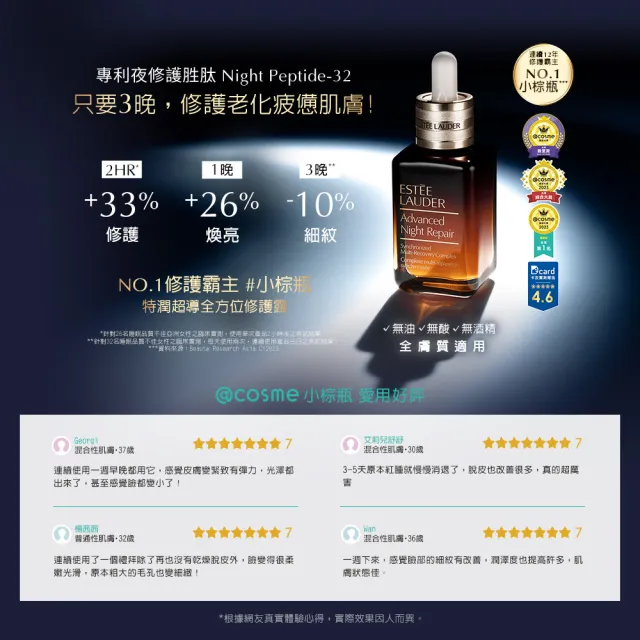 【Estee Lauder 雅詩蘭黛】特潤超導全方位修護露30ml(No.1小棕瓶/精華液/醫美術後/無酒精/情人節送禮推薦)