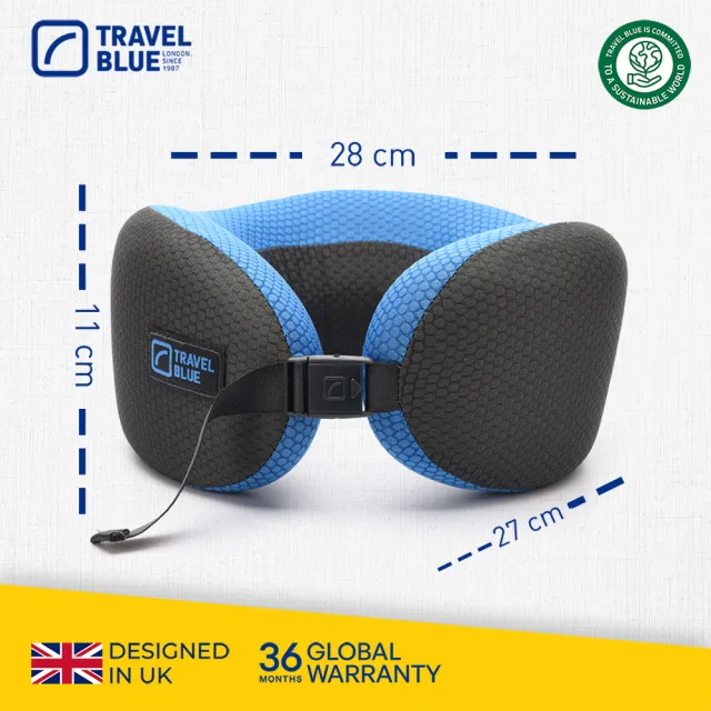 【Travel Blue 藍旅】涼感頸枕收納套組 (暑假頸枕/涼感飛機枕/夏天必備/涼感網布/全球保固36個月)