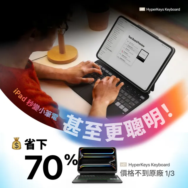 【eiP】iPad週邊超值組★ Hyperkeys 智定義 iPad 鍵盤+eiP Pencil X 觸控筆(iPad 10/11 A16/Air 11/Pro)