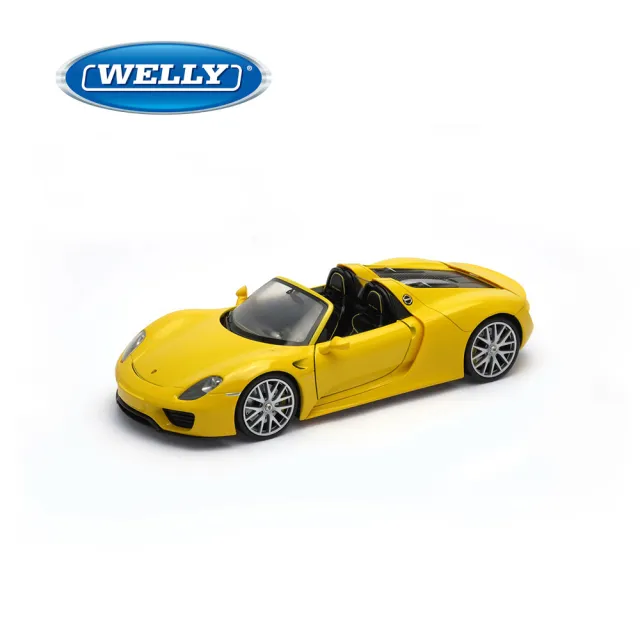 【WELLY】1:24 保時捷 Porsche 918 Spyder 敞篷跑車模型 24055C-W(黃色)